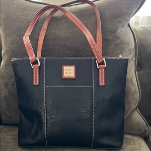 Dooney & Bourke Black Tote with Tan Handles